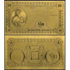 Ireland Republic Irlanda IE-1 Fe 10 Pound Folheada a Ouro Fantasia 