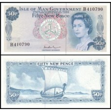 Isle Of Man Ilha Do Homem P-28c Fe 50 New Pence ND (1979) Rainha ♛
