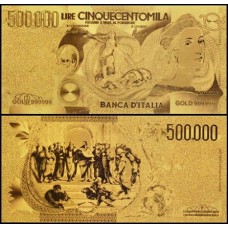 Italy Itália IT-1 Fe 500.000 Lire Folheada a Ouro 24k Fantasia