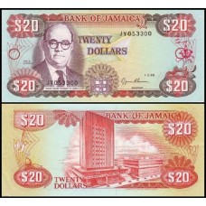 Jamaica P-72e Fe 20 Dollars 1995