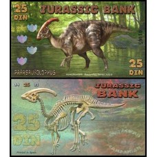 Jurassic Bank 25 Din 2015 Fe Parasaurolophus Polímero Fantasia