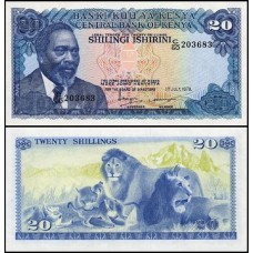 Kenya Quênia P-17 Fe 20 Shillings 1978