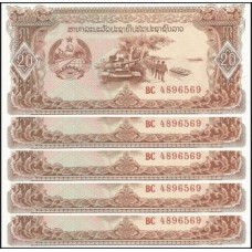 Lao Laos P-28b Fe 20 Kip ND (1979) Lote C/5 Cédulas