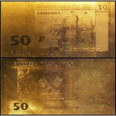 Latvia Letônia LV-4 Fe 50 Latu Folheada a Ouro 24k Fantasia