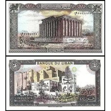 Lebanon Líbano P-65d Fe 50 Livres 1988