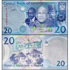 Lesotho Lesoto P-22c Fe 20 Maloti 2019 Rei Letsie III