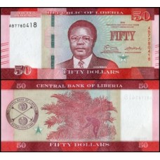 Libéria P-34a Fe 50 Dollars 2016 Samuel Kanyon Doe