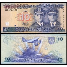 Lithuania Lituânia P-59 Fe 10 Litu 1997 Darius e Girėnas