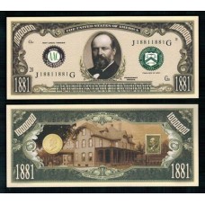 Usa Estados Unidos Md-172 Fe 1 Milhão de Dollars Fantasia James Garfield