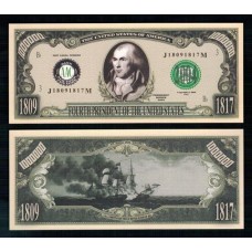 Usa Estados Unidos Md-173 Fe 1 Milhão de Dollars Fantasia James Madison