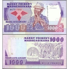 Madagascar P-72b Fe 1.000 Francs = 200 Ariary ND (1988-94)
