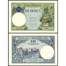 Madagascar P-36a.3 S/Fe 10 Francs ND (Ca.1937)