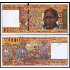 Madagascar P-79b Fe 10.000 Francs = 2.000 Ariary ND (1995)