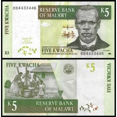 Malawi Malaui P-36a Fe 5 Kwacha 1997 John Chilembwe