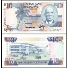 Malawi Malaui P-25b Fe 10 Kwacha 1992 H. K. Banda