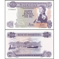 Mauritius Ilhas Maurício P-33c Fe 50 Rupees ND (1967) Rainha ♛