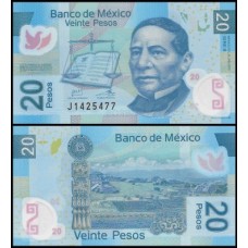 México P-122x Fe 20 Pesos 2013 Benito Juarez Polímero