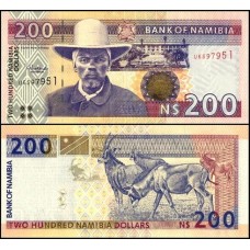 Namíbia P-10b.1 Fe 200 Namibia Dollars ND (1996) Hendrik Witbooi
