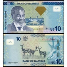 Namíbia P-11b Fe 10 Namibia Dollars 2013 Sam Nujoma Diamante Deslocado