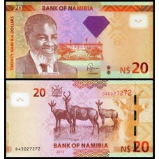 Namíbia P-12b Fe 20 Namibia Dollars 2013 Diamante Deslocado