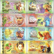 Nederlands Indies Set C/4 Cédulas Fe Polímero Fantasia
