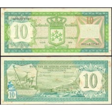 Netherlands Antilles Antilhas Holandesas P-16a Sob 10 Gulden 1979