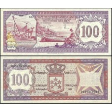 Netherlands Antilles Antilhas Holandesas P-19b Fe 100 Gulden 1981