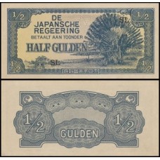 Netherlands Indies Índias Holandesas P-122b Fe 1/2 Gulden 1942