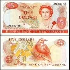 New Zealand Nova Zelândia P-171a Fe 5 Dollars ND (1981) Rainha ♛