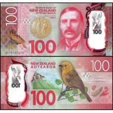 New Zealand Nova Zelândia P-195a Fe 100 Dollars 2016 Ernest Rutherford Polímero