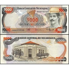 Nicarágua P-146 Fe 5.000 Córdobas L.1985 (1987) Benjamin Zeledón