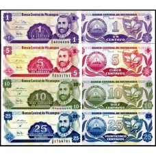 Nicarágua P-167 a 170 Fe 1+5+10+25 Centavos ND (1991) 4 Cédulas
