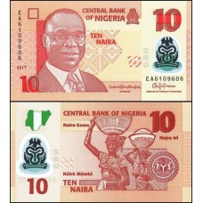 Nigéria P-39h Fe 10 Naira 2017 Polímero