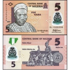 Nigéria P-38e Fe 5 Naira 2014 Abubakar Tafawa Balewa Polímero