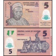 Nigéria P-38l Fe 5 Naira 2021 Abubakar Tafawa Balewa Polímero