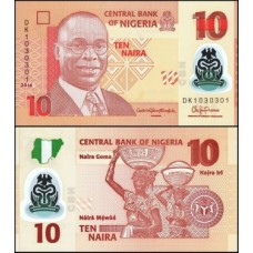 Nigéria P-39g Fe 10 Naira 2016 Polímero