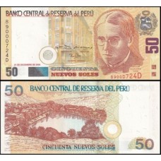 Peru P-180b Fe 50 Nuevos Soles 2006 Abraham Valdelomar