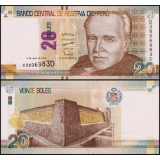 Peru P-193b Fe 20 Soles 2018 Raúl Barrenechea
