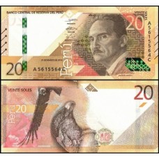Peru P-197a Fe 20 Soles 2019 José María Arguedas