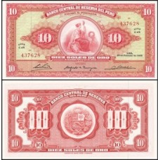 Peru P-88 Fe 10 Soles de Oro 1965