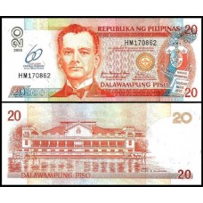 Philippines Filipinas P-200 Fe 20 Piso 2009 Manuel Quezón Comemorativa