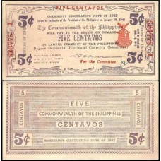 Philippines Filipinas P-S640 Fe 5 Centavos 1942 Negros