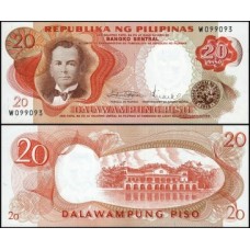 Philippines Filipinas P-145b.1 Fe 20 Piso ND (1969) Manuel Quezón