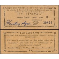 Philippines Filipinas P-S482b Fe 10 Centavos 1943 Mindanao
