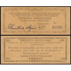Philippines Filipinas P-S483b Fe 20 Centavos 1943 Mindanao