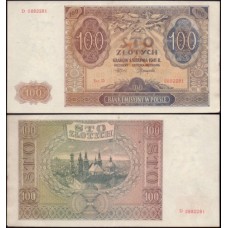 Poland Polônia P-103b Sob 100 Zlotych 1941