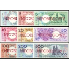 Poland Polônia P-164-172 Fe 1-500 Zloty 1990 Série Completa