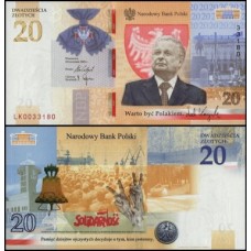Poland Polônia P-195a Fe 20 Zlotych 2021 Lech Kaczyński Comemorativa C/Folder