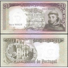 Portugal P-167b.3 Fe 20 Escudos 1964 Santo Antônio