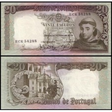 Portugal P-167b.6 Fe 20 Escudos 1964 Santo Antônio